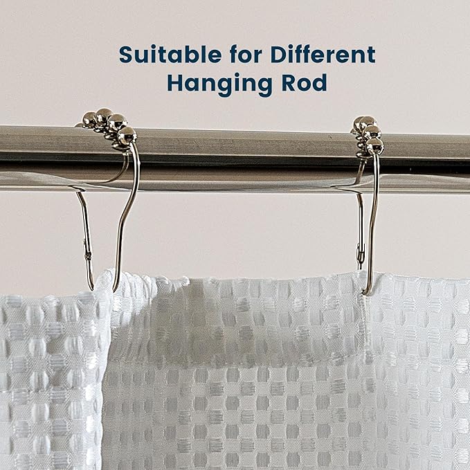 SLEEP ZONE Shower Curtain Liner, Waffle Shower Curtains for Bathroom, Heavy Duty Thick Fabric Shower Curtains - 285GSM Luxury Weighted Polyester Bath Curtain, 72" W x 84" L (White)