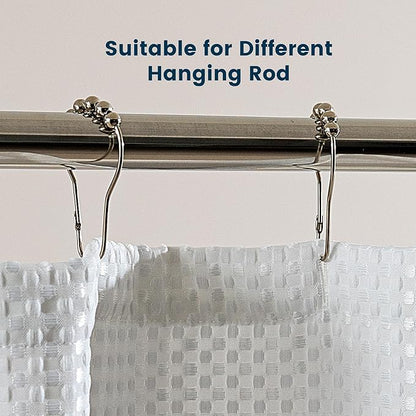 SLEEP ZONE Shower Curtain Liner, Waffle Shower Curtains for Bathroom, Heavy Duty Thick Fabric Shower Curtains - 285GSM Luxury Weighted Polyester Bath Curtain, 72" W x 84" L (White)