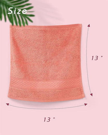 Cleanbear Face-Cloth Washcloths Set,100% Cotton, High Absorbent, 6-Pack 6 Colors, Size13 x13-deep Color
