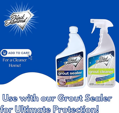 Black Diamond Ultimate Grout Cleaner: Best Cleaner for Tile,Ceramic,Porcelain, Marble Acid-Free Safe Deep Cleaner & Stain Remover for Even The Dirtiest Grout. (1-Quart/1-Brush)