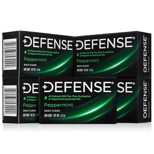 Defense Soap 5pk All Natural Peppermint Bar Soap for Men | Made by Wrestlers with Tea Tree Oil & Eucalyptus Oil to Promote Healthy Skin
