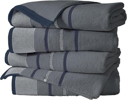 Great Bay Home Decorative Bath Towel Set - Luxury Cotton 4 Pack 54x27 Bath Towel Set - Luxurious, Ultra-Soft, Durable Towels for Bathroom Decor (Blue)