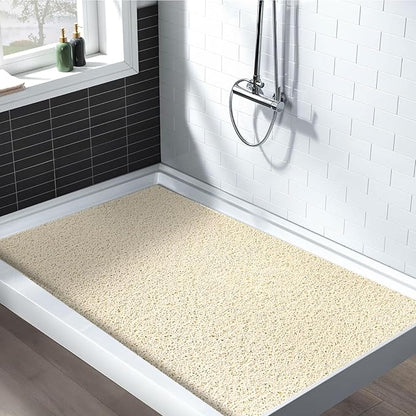 Shower Mat Non Slip: 47.2 x 31.5 Inch Extra Large Shower Mats for Inside Shower with Drain Hole - Soft PVC Loofah Anti Slip Shower Stall Mat for Walk-in Shower and Bathroom, Quick Drying