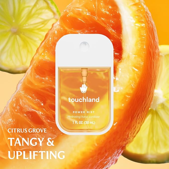 Touchland Hydrating Hand Sanitizer Spray, FRESH Trio Set (Mint, Citrus, Lemon Lime), 1 FL. OZ. Travel Size Power Mist Sprays (Set of 3)