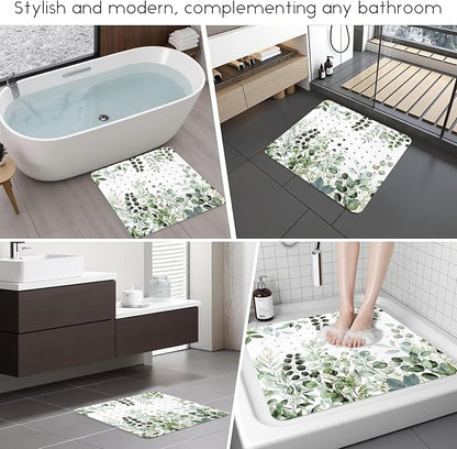 Bathtub Mat Non Slip, Sage Square Bath tub Mat Shower Floor Mat with Suction Cups for Adults Kids Elderly 21 X 21 Inch