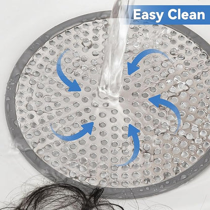 2Pcs Shower Drain Hair Catcher, 4.72" Shower Drain Cover, All-in-One Universal Sink & Shower Drain Strainer, Easy Installation, Stainless Steel and Silicone Bathroom Accessories for Tub, Bathtub