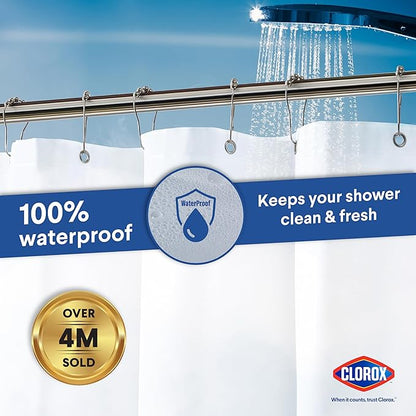 Clorox Shower Curtain Liner, Premium Heavyweight Durable Waterproof 8g PEVA for Bathroom with Weighted Magnets, Standard Size 72" x 72", Frosty 1 Pack