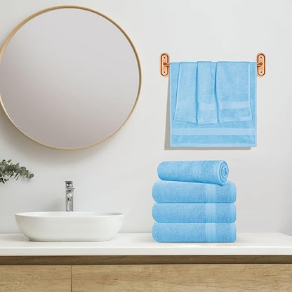 GLAMBURG Ultra Soft 6-Piece Hand Towel Set 16x28-100% Ringspun Cotton - Durable & Highly Absorbent Hand Towels - Ideal for use in Bathroom, Kitchen, Gym, Spa & General Cleaning - Sky Blue