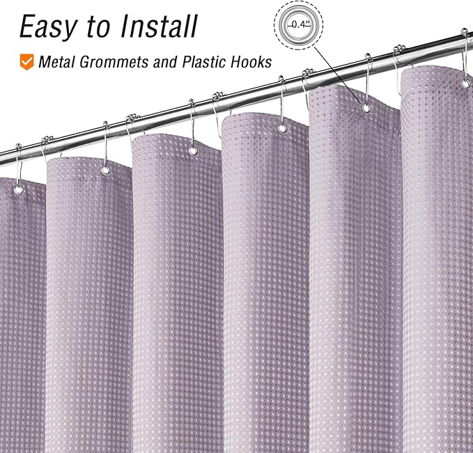 Gibelle Small Stall Shower Curtain 36 x 72, Narrow Half Waffle Weave Textured Fabric Shower Curtain for Bathroom, Water Repellent, Machine Washable, Lavender