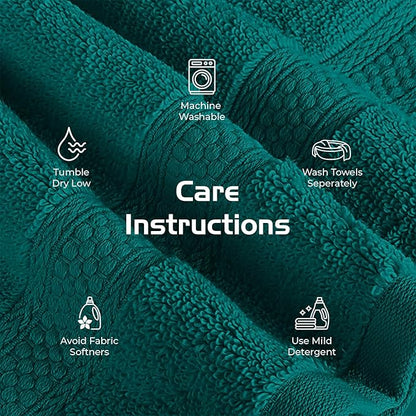 RIVERSIDE 12 Pack Premium 100% Cotton Face Washcloths, 550 GSM, 12 x 12 Inches, Soft, Absorbent Towels for Body & Shower, Bathroom Wash Clothes, Durable Face Towels Set for Spa, Gym, Teal