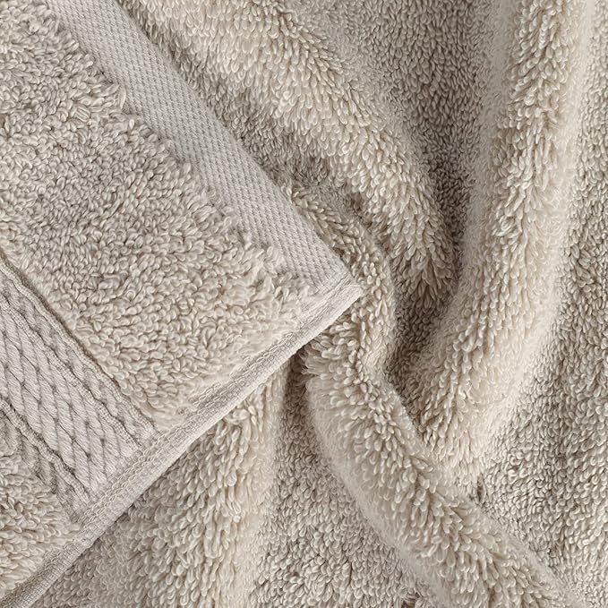 BLUENILEMILLS Madison Egyptian Cotton Towels, Towel Set for Bathroom, Shower, Hotel, Plush, 800 GSM, Highly Absorbent and Ultra-Soft Towels, Bath Essentials, 8 Piece Assorted Towel Set, Stone