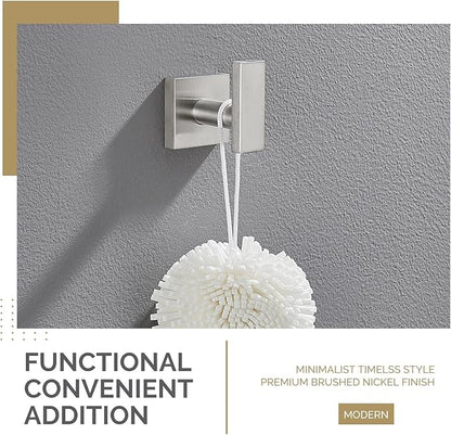 Angle Simple Bathroom Towel Hook, SUS304 Stainless Steel Single Shower Towel Hanger for Wall, Kitchen Cabinet Closet Coat Robe Holder Wall Mounted, Brushed Nickel