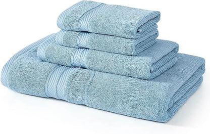 Modern Threads Trefoil Filigree 6-Piece 100% Cotton Towel Set – Reversible Yarn Dyed Jacquard – Includes 2 Bath Towels, 2 Hand Towels, 2 Washcloths – Absorbent, Quick Dry, Soft & Durable – Sky Blue