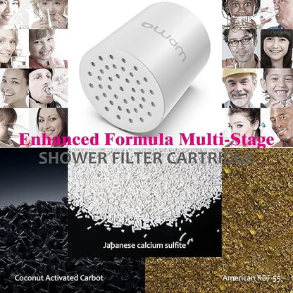 Enhanced Formula Multi-Stage Shower Filter Cartridge,High output Universal replacement filter cartridge, Remove Chlorine Heavy Metals and Other Sediments, Reduces Dry Itchy Skin（Pack of 2)