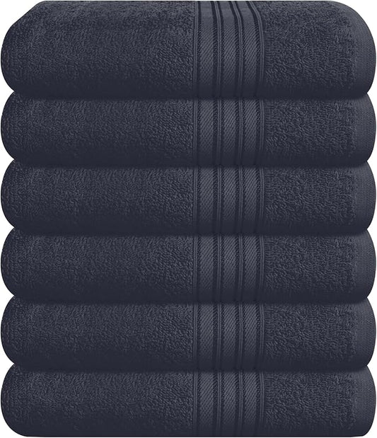 BOUTIQUO Ultra Soft Cotton 6 -Piece Hand Towel Set 16x24 Inch, Ideal for use in Bathroom, Kitchen, Gym, Spa & General Cleaning, Compact & Lightweight Multi Purpose Hand Towels - Charcoal Grey