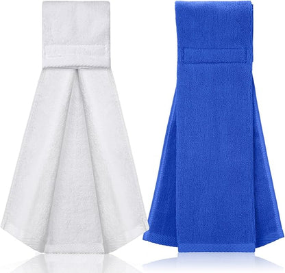 Shimeyao 2 Pcs Cotton Sports Football Towel with Closure Pitching Football Sweat Towel for Sports Gym Men Women Accessories(Blue, White, Various)