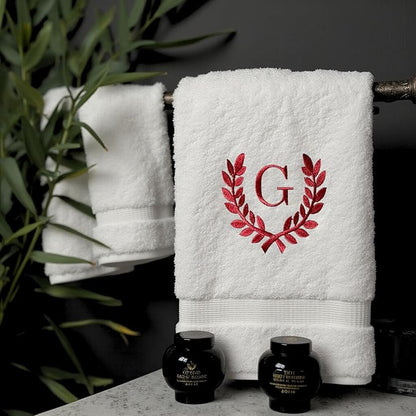 Decorative and Monogrammed Hand Towels for Bathroom Kitchen Makeup | Personalized Gift for Wedding-Bridal | Roman Font Custom Luxury Turkish Towel | Spa Collection, Oversized, 16 X 30 Inch, Set of 2