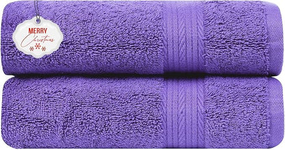 Ample Decor Hand Towel 18 X 28 Inch 600 GSM 100% Cotton, Premium Soft Absorbent - 2 Pcs Purple