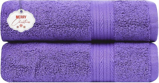 Ample Decor Hand Towel 18 X 28 Inch 600 GSM 100% Cotton, Premium Soft Absorbent - 2 Pcs Purple