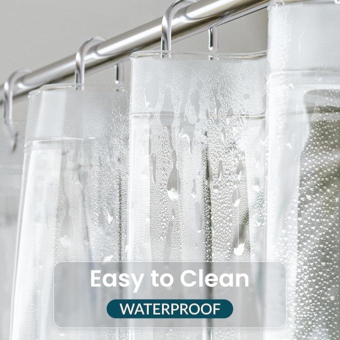 Titanker Short Shower Curtain Liner 72x65, Clear PEVA Shower Liner Lightweight Waterproof Shower Curtains for Bathroom with Magnets and Rustproof Grommet Holes