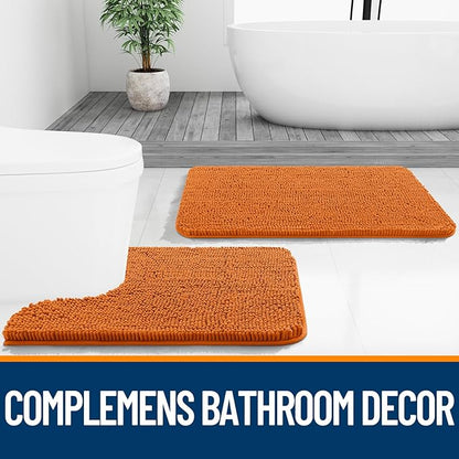 OLANLY Bathroom Rugs 44x24, Extra Soft Absorbent Chenille Bath Rugs, Rubber Backing Quick Dry, Machine Washable Bath Mats for Bathroom Floor, Tub and Shower, Home Decor Accessories, Clay