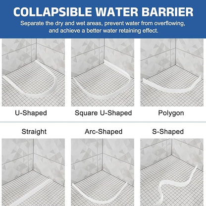 uxcell Shower Water Barrier, 55" TPE Splash Guard Shower Water Stopper Retention System for Bathtub Sink Washing Machine Dry and Wet Separation, 1.18"W x 1.77"H, Gray