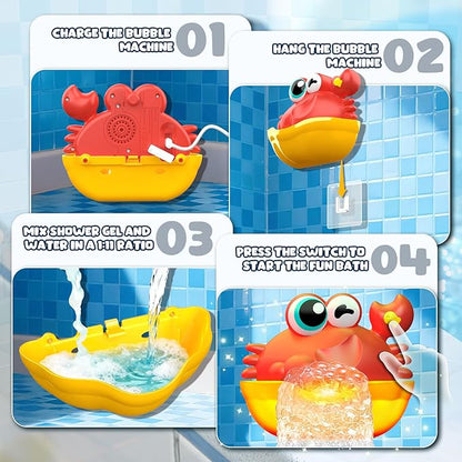 Bath Toys for Kids Ages 1-3,Light Up Baby Bath Toys Crab Bubble Maker with Colourful Light Toddler Bathtub Birthday Gifts Christmas Stocking Stuffers for Boys Girls Aged 1-3 2-4 3-5