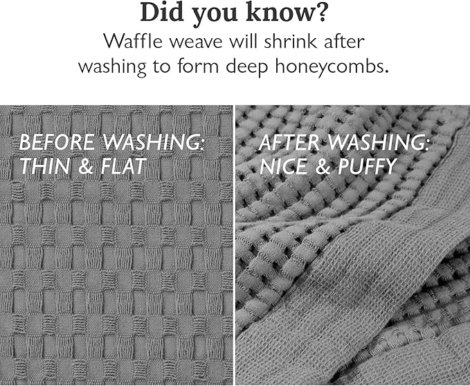GILDEN TREE Waffle Towel Set Quick Dry Thin | 2 Bath Towels | 2 Hand Towels | 2 Washcloths, Modern Style (Slate)