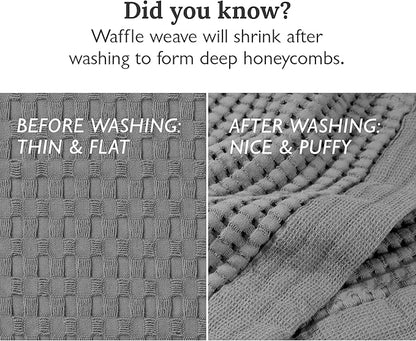 GILDEN TREE Waffle Towel Set Quick Dry Thin | 2 Bath Towels | 2 Hand Towels | 2 Washcloths, Modern Style (Slate)