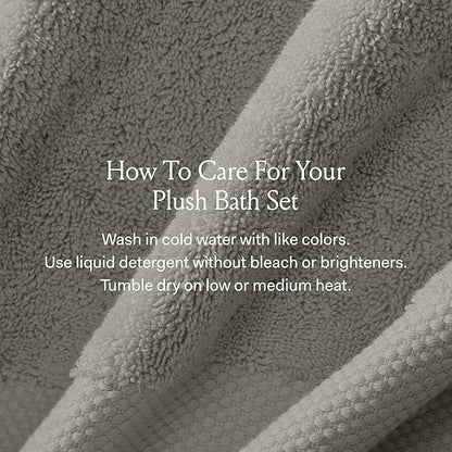 BOLL & BRANCH Plush Bath Sheet Set - Mineral - 6 Piece - Includes 2 Oversized Bath Sheets, 2 Hand Towels & 2 Washcloths - 100% Organic Cotton - Ultra Soft & Luxurious - Quick Absorbing