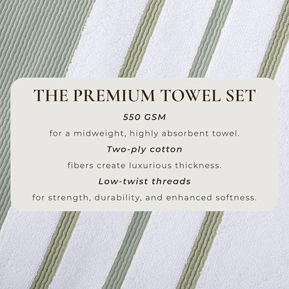 Great Bay Home Decorative Bath Towel Set - Luxury Cotton 4 Pack 54x27 Bath Towel Set - Luxurious, Ultra-Soft, Durable Towels for Bathroom Decor (Desert Sage Green/Moss Green)