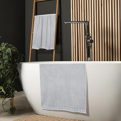 Cotton 2 Pack Oversized Bath Towel Set 28x55 inches, Large Bath Towels, Ultra Absorbant Compact Quickdry & Lightweight Towel, Ideal for Gym Travel Camp Pool - Light Grey