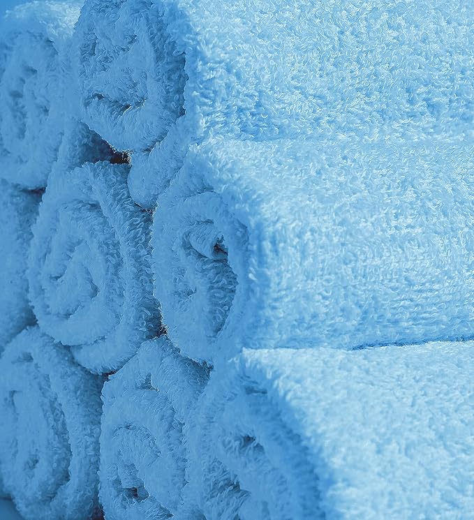 Softolle 100% Cotton Washcloths 24 Pack (12x12 Inches) Soft, Highly Absorbent Washcloth, Face Towels, Wash Cloths for Face, Ring Spun, Bulk Pack (Electric Blue, 60 Pack)