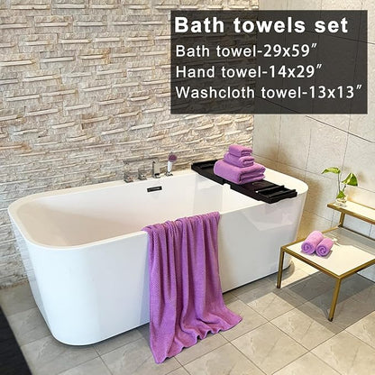 YTYC 29x59 Inch Bath Towels Set of 6 Large, Super Soft Absorbent Lint Free Microfiber Towels for Bathroom 80% Polyester (Lavender,6 Piece)