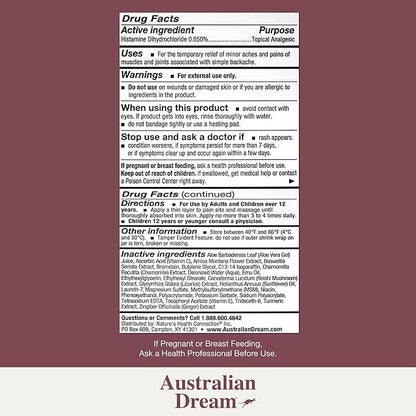 Australian Dream Back Pain Cream - Soothing, Non-Greasy Muscle Pain Relief Cream - Good for Neck, Back, Body, or Muscle Aches - 2 oz Jar