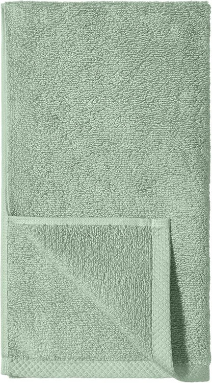 Amazon Basics Quick-Dry Hand Towels - 100% Cotton, 8-Pack, 28 x 16 inches, Seafoam Green