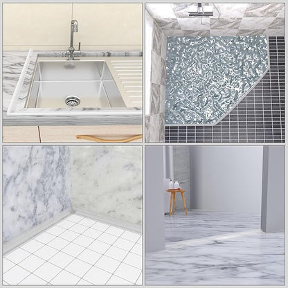 98Inch Collapsible Shower Threshold Water Dam Barrier, Self Adhesive Silicone Waterproof Shower Barrier Water Strip Dam for The Gap Between the Shower Kitchen Countertop Sink and Cooktop
