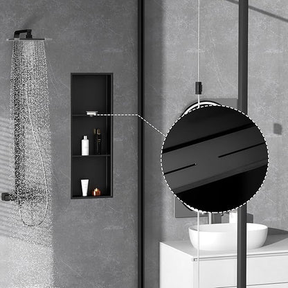 Neodrain 3-Tier 12X36 Inch Recessed Shower Niche Tile Ready, Matte Black Stainless NO Tile Needed Wall Niche for Shower & Bathroom Storage, Waterproof Bath Organizer