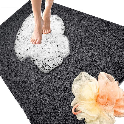 Shower Mats Non Slip for Elderly, 24x47’’Extra Lager Loofah Bath Mats for Shower, Non-Slip Bath for Elderly-Black