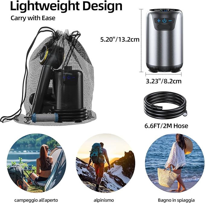Portable Shower for Camping,8000mAh Rechargeable Camping Shower with 10 Spray Modes,Fahrenheit Display, IPX8 Waterproof Outdoor Camp Pump for Hiking, Travel, Car, Pet, Plants,Surf & Boat Cleaning