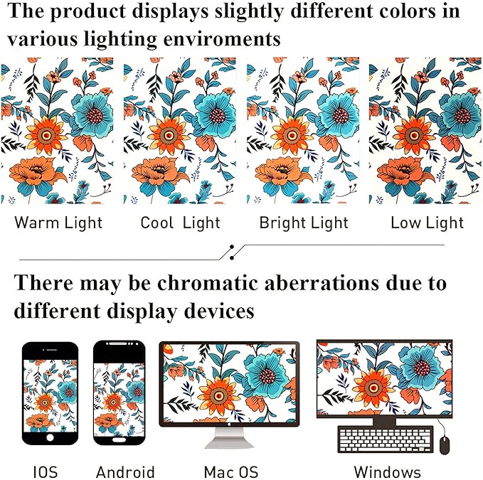 Bohemian Shower Curtain, Boho Floral Print Water Repellent Polyester Fabric for Bathroom Decor, 72×72 Inch Standard Size with 12 Hooks, Also as Room Divider