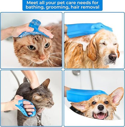 2PCS Dog Washing Gloves and Dog Bath Brush, 2-in-1 pet Shower Set | Suitable for Dogs, Cats, Bath Massage, and pet Grooming