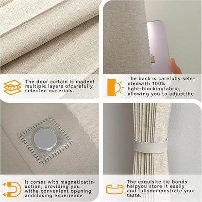 Accordion Door Curtain Set - 100% Blackout, with Curtain Rod Included, for Bedroom Privacy Protection (Off white-43 W x 78" L+Rod)
