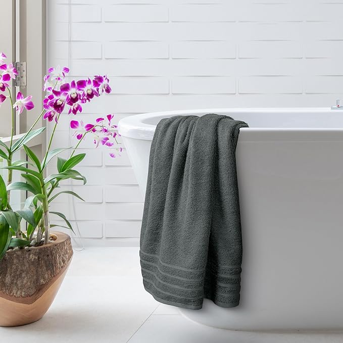 Avalon Towels Bath Towels Set of 4, Size 30 x 60 Inches, Highly Soft and Absorbent, Quick Drying, Lightweight, Perfect for Daily Use (Dark Grey)