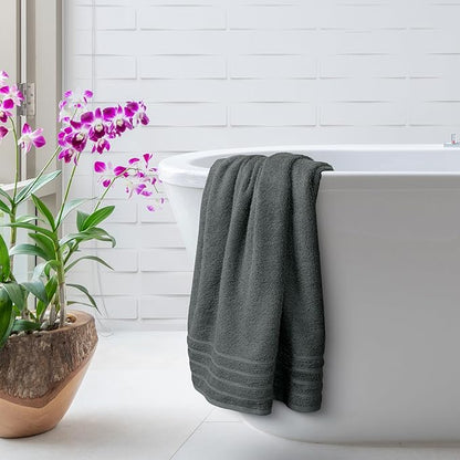 Avalon Towels Bath Towels Set of 4, Size 30 x 60 Inches, Highly Soft and Absorbent, Quick Drying, Lightweight, Perfect for Daily Use (Dark Grey)