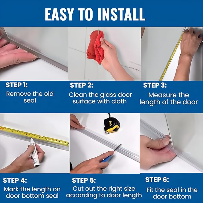 Frameless Shower Door Bottom Seal Strip for 3/8 in Glass- 95 in Length, Clear