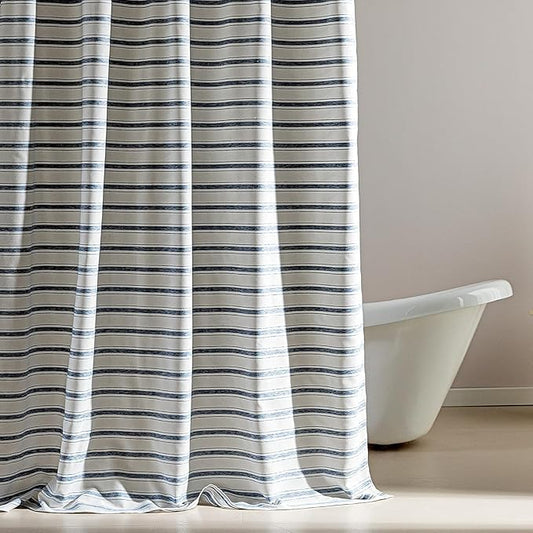 SLEEP ZONE Shower Curtain Liner, Waffle Shower Curtains for Bathroom, Heavy Duty Thick Fabric Shower Curtains - 285GSM Luxury Weighted Polyester Bath Curtain, 72" × 98" (Blue)