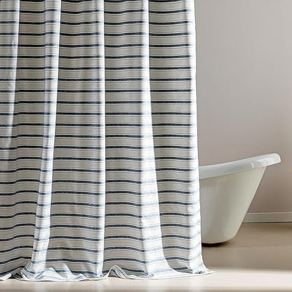 SLEEP ZONE Shower Curtain Liner, Waffle Shower Curtains for Bathroom, Heavy Duty Thick Fabric Shower Curtains - 285GSM Luxury Weighted Polyester Bath Curtain, 72" × 80" (Blue)