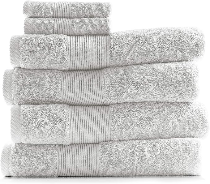 Hearth & Harbor Bath Towels for Bathroom - 100% Ring Spun Cotton Luxury Bathroom Towels - Ultra Soft & Highly Absorbent, Bath Towels Set of 6 - White