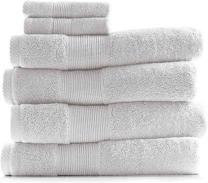 Hearth & Harbor Bath Towels for Bathroom - 100% Ring Spun Cotton Luxury Bathroom Towels - Ultra Soft & Highly Absorbent, Bath Towels Set of 6 - White